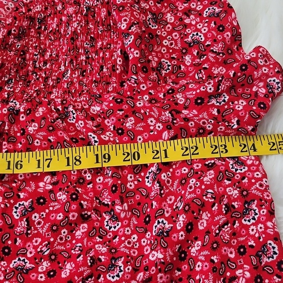 Maurices Red Paisley V-Neck Blouse - Picture 12 of 13